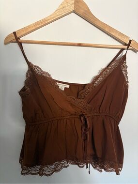 aerie Chestnut Lace-Trim Cami Tank